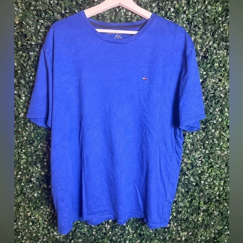 Men’s Blue Tommy Hilfiger Embroidered Logo Short Sleeve T-Shirt Size XL Casual - Picture 2 of 5